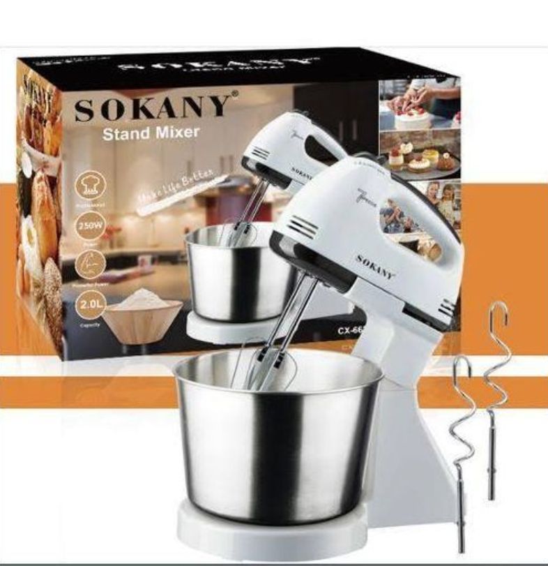 Sokany 2Litre Bowl Handmixer With Bowl Plus Stand 7 speed High speed kitchen Appliance Dough Egg Paste Mixer 250W