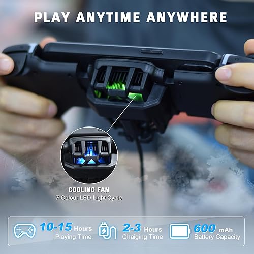 Cooling Phone Game Controller for iPhone/Android/PC/Switch Support, Mobile Gaming Controller with Cooler for iPhone 16/15/14, Galaxy S24/S23/S22, For Android 6.0+ phones– Customizable Buttons, Turbo