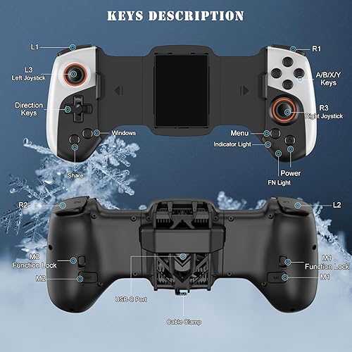 Cooling Phone Game Controller for iPhone/Android/PC/Switch Support, Mobile Gaming Controller with Cooler for iPhone 16/15/14, Galaxy S24/S23/S22, For Android 6.0+ phones– Customizable Buttons, Turbo