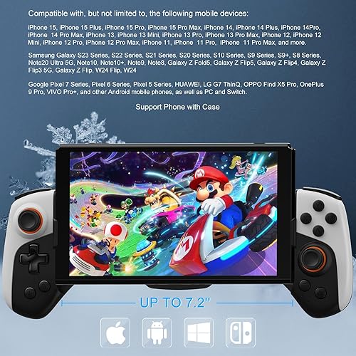 Cooling Phone Game Controller for iPhone/Android/PC/Switch Support, Mobile Gaming Controller with Cooler for iPhone 16/15/14, Galaxy S24/S23/S22, For Android 6.0+ phones– Customizable Buttons, Turbo