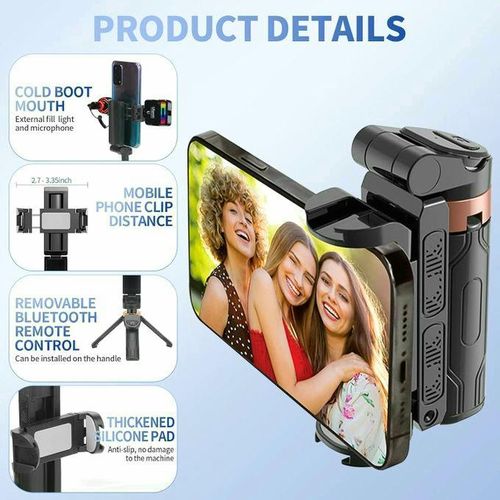 JC-25 3-in-1 Mini Wireless Selfiestick Quadropod Super Mini Selfie Stick Portable Phone Holder Photo and Video Shooting Aid Versatile Integrated Design Bluetooth Remote For Live Broadcasting