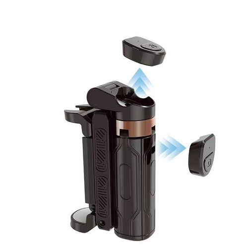 JC-25 3-in-1 Mini Wireless Selfiestick Quadropod Super Mini Selfie Stick Portable Phone Holder Photo and Video Shooting Aid Versatile Integrated Design Bluetooth Remote For Live Broadcasting