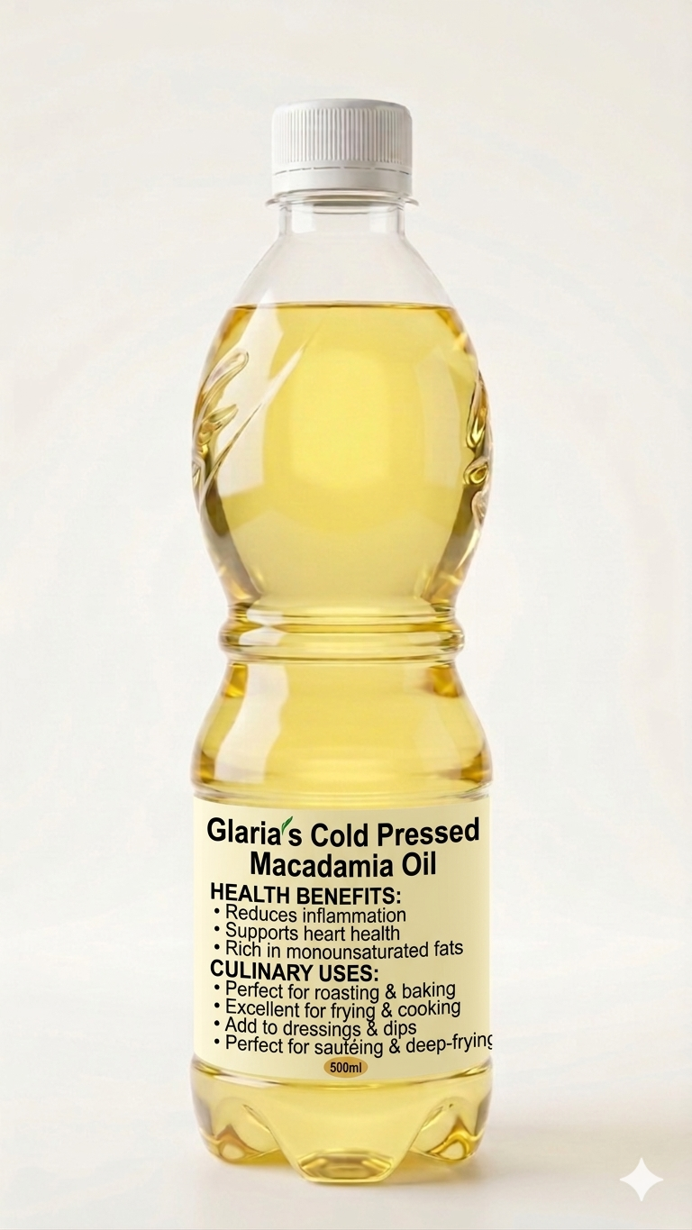 Glaria’s Cold-Pressed Macadamia Nut Oil – Heart-Healthy Extra Virgin Olive Oil Alternative [500ml]