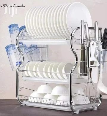 3 Tier kitchen Dish Rack Drainer Stainless Steel dishrack for plates and cups and spoon and knives holders