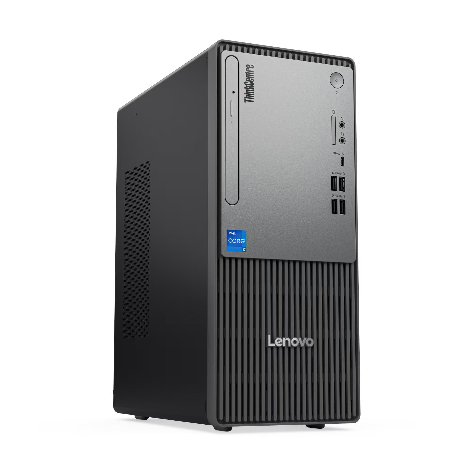 ThinkCentre neo 50t Gen 5
	Up to 14th Gen Intel® Core™ i7-14700
	Up to Windows® 11 Pro
	Up to discrete Intel® Arc™ A310 LP
	Up to 64GB DDR5-5600, two DIMM slots
	Support up to three drives, 1x 3.5" H