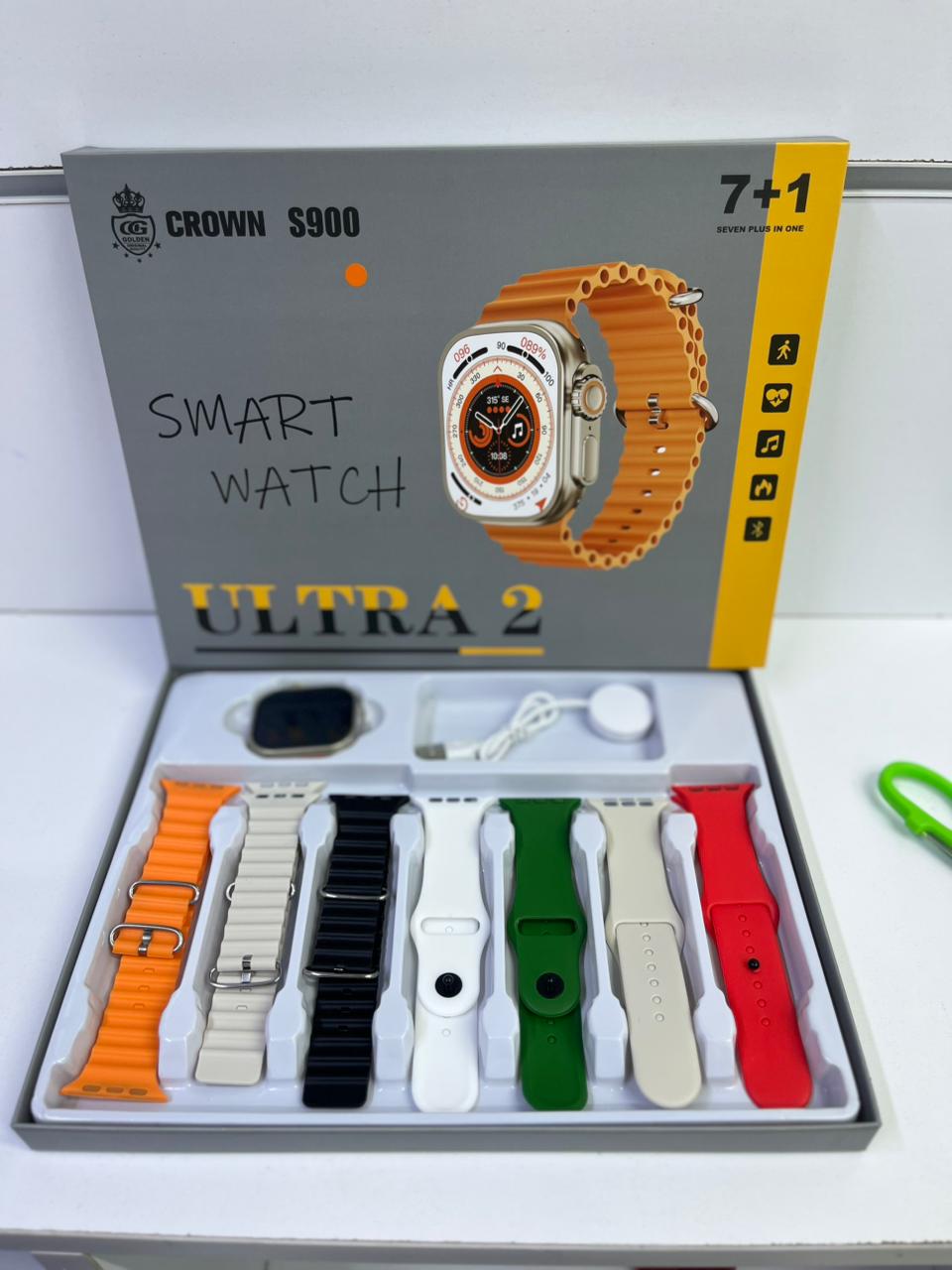 CROWN S900 Ultra 2-Smart Watch- 7 Straps Watch With Earbuds-Smart Watch