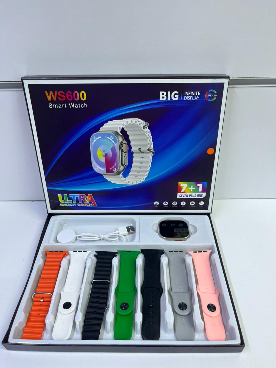 CROWN WS600 Ultra 2-Smart Watch- 7 Straps Watch With Earbuds-Smart Watch