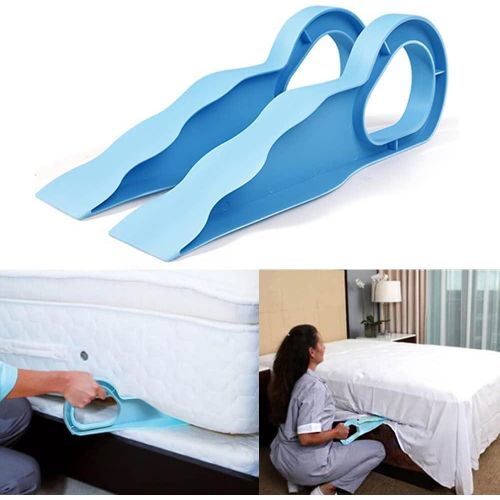 2 in 1 Mattress Lifter and Bedsheet Tucker Tool - Plastic Stand for Lifting and Holding Mattress, Wedge Elevator for Easy Bed Making (Pack of 2)