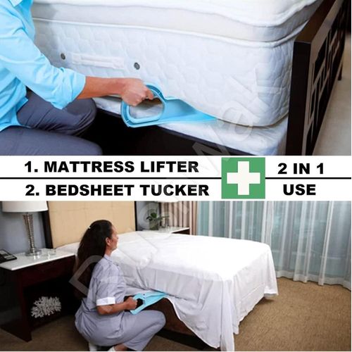 2 in 1 Mattress Lifter and Bedsheet Tucker Tool - Plastic Stand for Lifting and Holding Mattress, Wedge Elevator for Easy Bed Making (Pack of 2)
