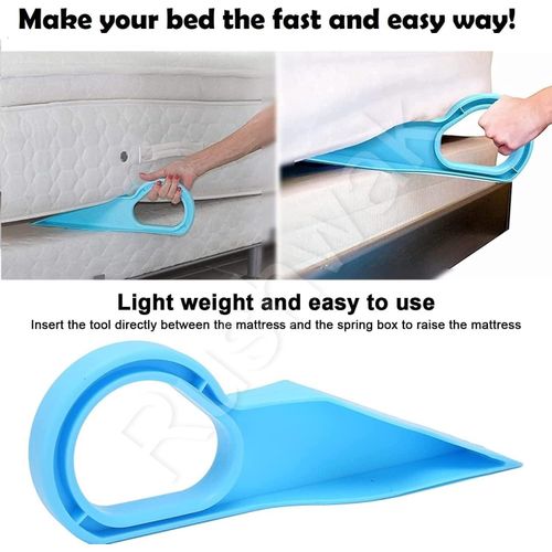 2 in 1 Mattress Lifter and Bedsheet Tucker Tool - Plastic Stand for Lifting and Holding Mattress, Wedge Elevator for Easy Bed Making (Pack of 2)