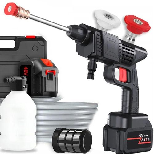 Rechargeable Cordless high Pressure car Washer,, car washing water gun with 6-in-1 Standard Nozzle, horses pipe, 2 Batteries for Car, motorcycle, bike, bicycle,Floor,Wall, garden, equipment,Fence, Pet