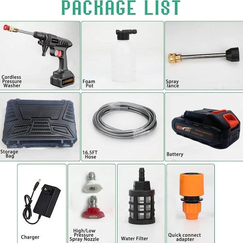 Rechargeable Cordless high Pressure car Washer,, car washing water gun with 6-in-1 Standard Nozzle, horses pipe, 2 Batteries for Car, motorcycle, bike, bicycle,Floor,Wall, garden, equipment,Fence, Pet