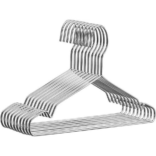 42cm Stainless Steel Clothes Hangers 10 Pack Durable Non-Slip Heavy Duty Laundry Hangers for Shirts Jackets Pants and Coats, Space Saving Closet Organizers