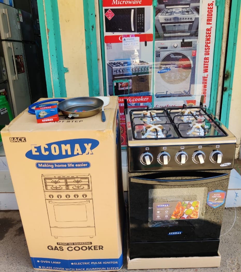 50*55 Ecomax full gas standing cooker OR 🔥🔥50*55 ecomax four gas with electric oven 

With Free Gas Pipe,Spatula, Frying pan,13kg Regulator &Clip🔥🔥🔥🔥