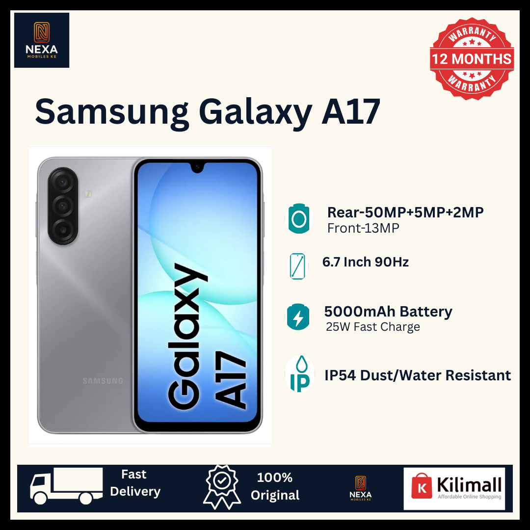 [New Year Deals 🔥🔥] Samsung Galaxy A17 256GB+8GB 6.7" Super AMOLED 90Hz Display Dual SIM (50+5+2)MP Rear 13MP Selfie 5000mAh Battery 25W Charging Fingerprint Unlock IP54 Android 15 AI Smartphone
