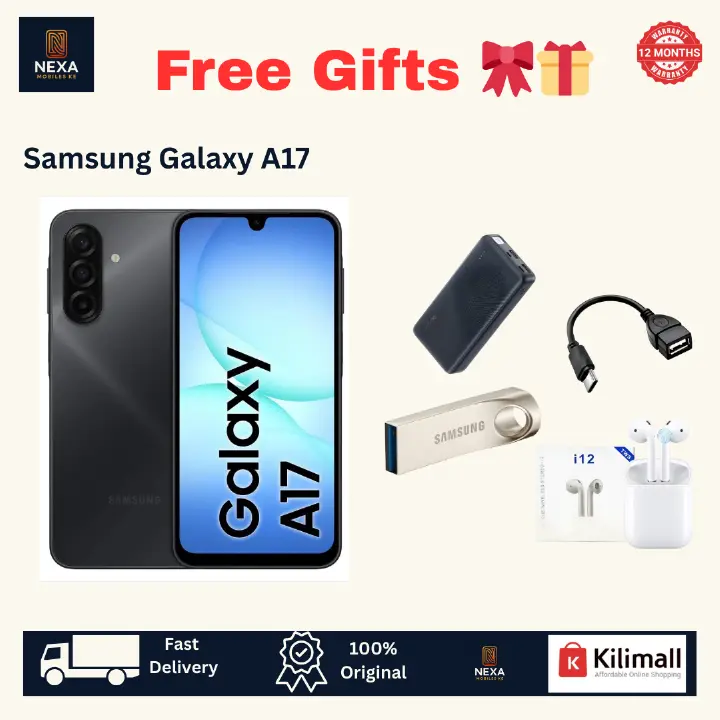 [Free Gifts 🔥🔥] Samsung Galaxy A17 128GB+4GB 6.7" Super AMOLED 90Hz Display Dual SIM (50+5+2)MP Rear 13MP Selfie 5000mAh Battery 25W Charging Fingerprint Unlock IP54 Android 15 AI Smartphone