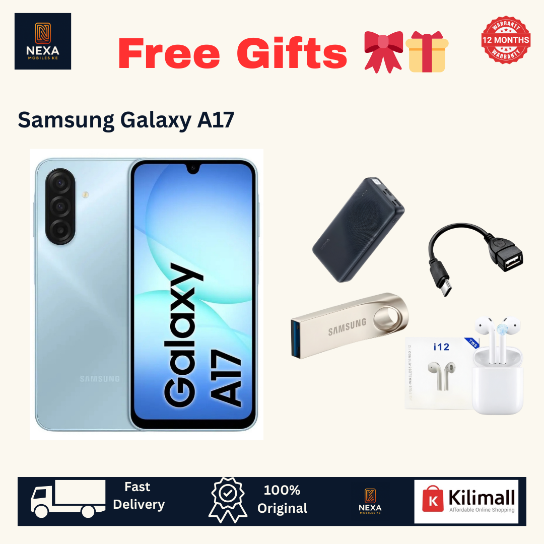 [Free Gifts 🔥🔥] Samsung Galaxy A17 128GB+4GB 6.7" Super AMOLED 90Hz Display Dual SIM (50+5+2)MP Rear 13MP Selfie 5000mAh Battery 25W Charging Fingerprint Unlock IP54 Android 15 AI Smartphone