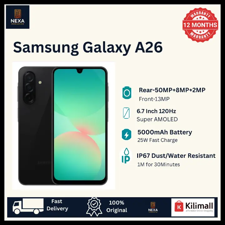 [Hot Deal 🔥🔥] Samsung Galaxy A26 5G 256GB+8GB 6.7" Super AMOLED 120Hz Display Dual SIM (50+8+2)MP Rear Camera 13MP Selfie 5000mAh Battery 25W Fast Charge Fingerprint Galaxy AI Android Smartphone