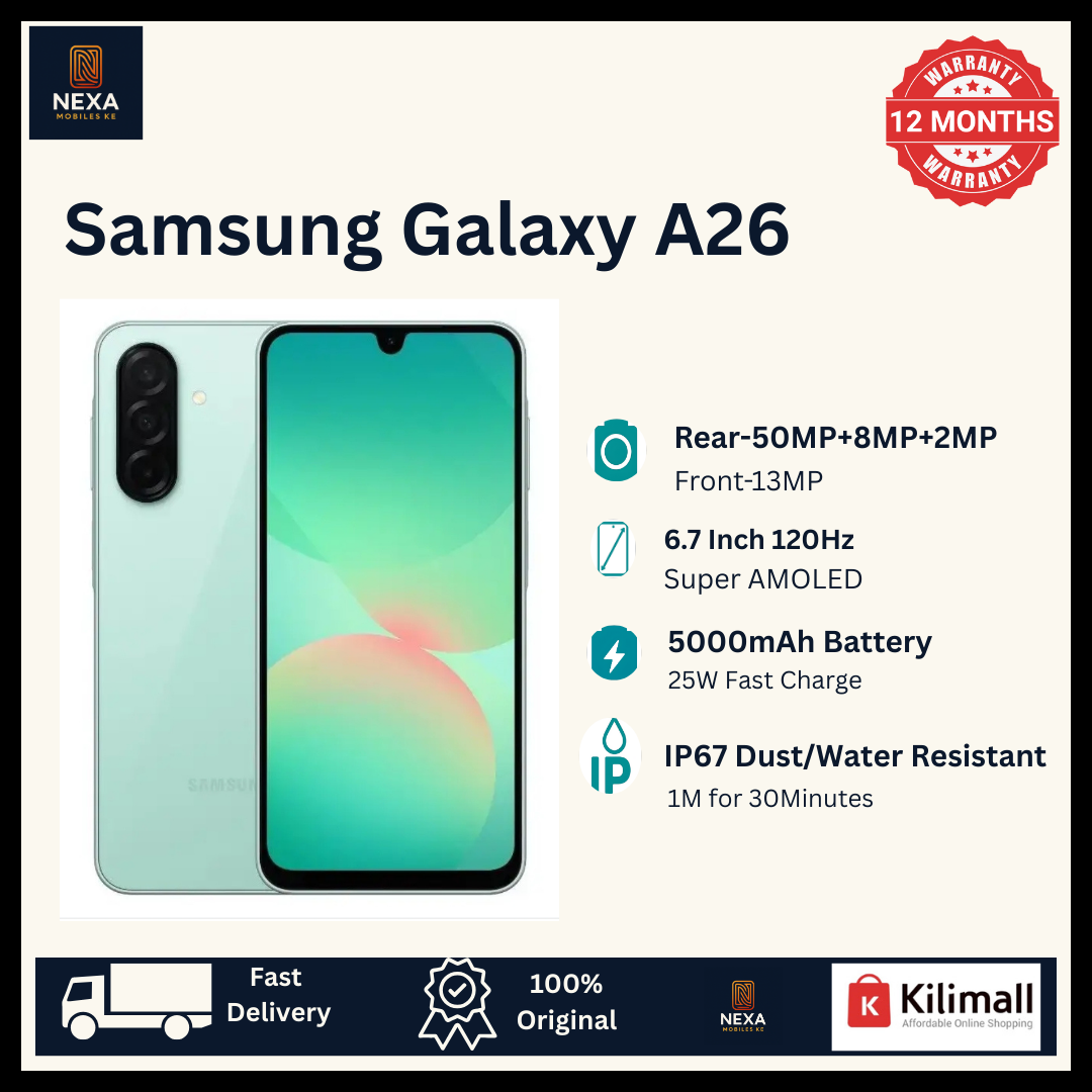 [Hot Deal 🔥🔥] Samsung Galaxy A26 5G 256GB+8GB 6.7" Super AMOLED 120Hz Display Dual SIM (50+8+2)MP Rear Camera 13MP Selfie 5000mAh Battery 25W Fast Charge Fingerprint Galaxy AI Android Smartphone