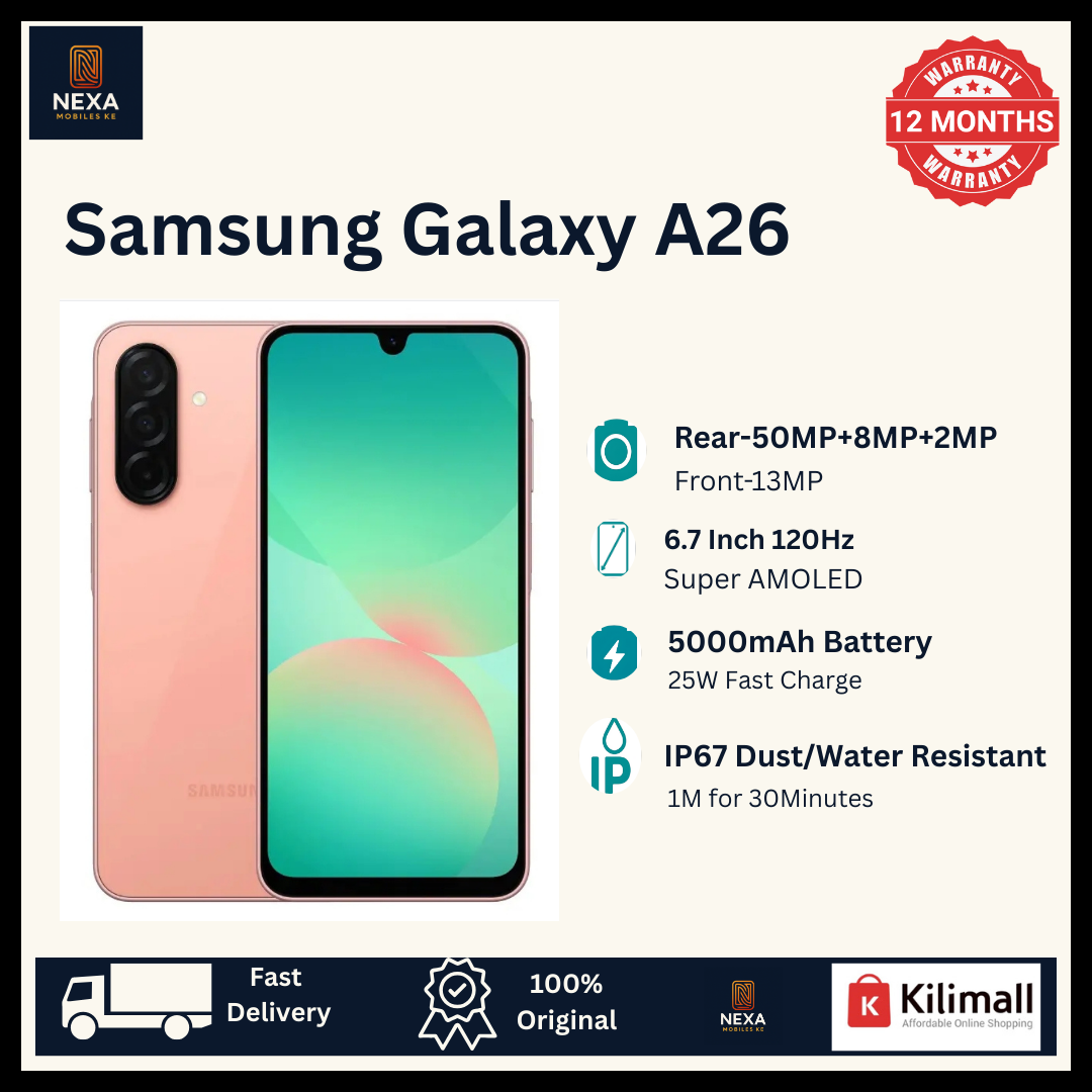 [Hot Deal 🔥🔥] Samsung Galaxy A26 5G 256GB+8GB 6.7" Super AMOLED 120Hz Display Dual SIM (50+8+2)MP Rear Camera 13MP Selfie 5000mAh Battery 25W Fast Charge Fingerprint Galaxy AI Android Smartphone