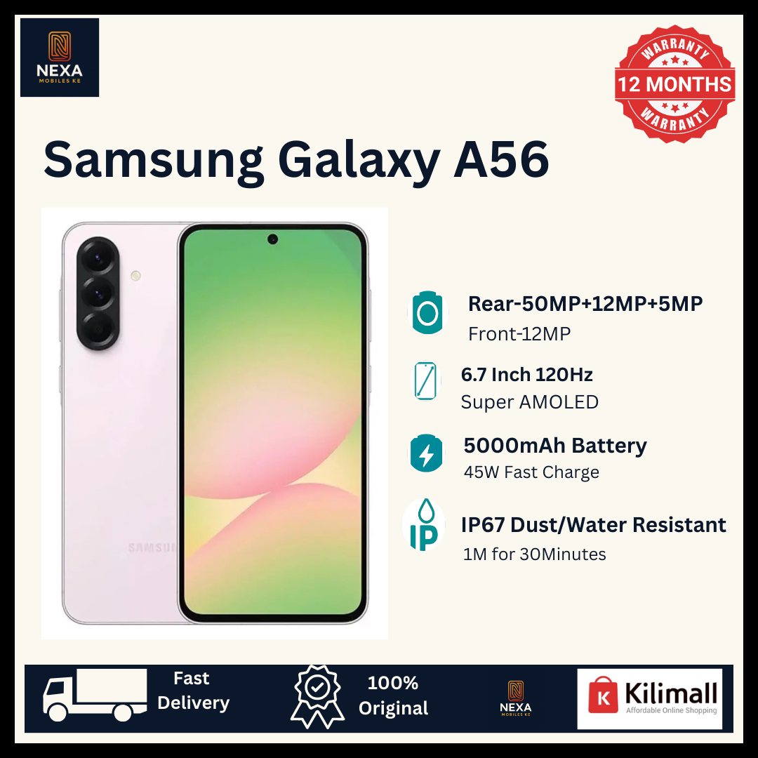 [Free Phone] Samsung Galaxy A56 5G 256GB+8GB 6.7" Super AMOLED 120Hz Display (50+12+5)MP Rear Camera 12MP Selfie 5000mAh Battery 45W Fast Dual SIM/e-SIM On-Screen Fingerprint Galaxy AI Smartphone