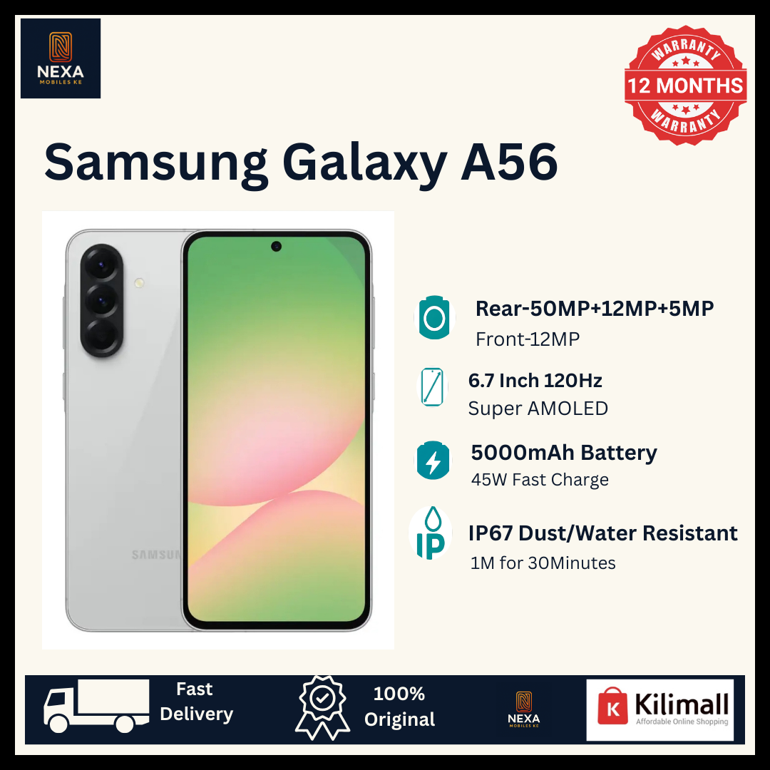 [Free Phone] Samsung Galaxy A56 5G 256GB+8GB 6.7" Super AMOLED 120Hz Display (50+12+5)MP Rear Camera 12MP Selfie 5000mAh Battery 45W Fast Dual SIM/e-SIM On-Screen Fingerprint Galaxy AI Smartphone