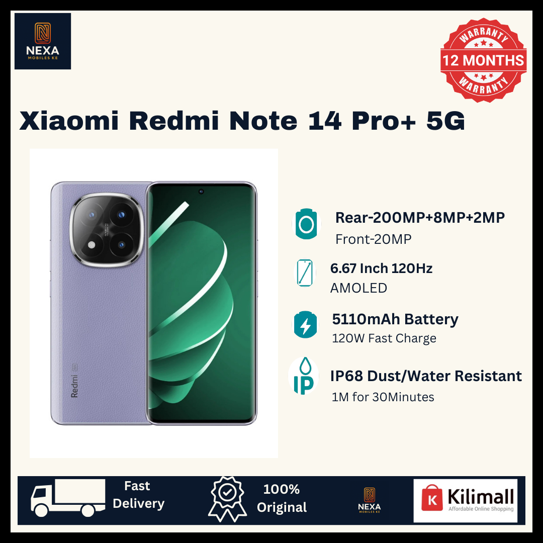 [Limited Offer 🔥🔥] XIAOMI Redmi Note 14 Pro Plus 5G 512GB+12GB 6.67" 120Hz AMOLED Curved Display (200+8+2)MP Rear Camera 20MP Selfie 5110mAh Battery 120W On-Screen Fingerprint Pro+ AI Smartphone