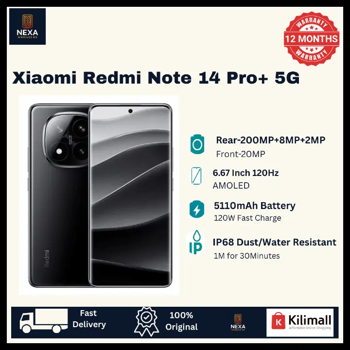 [Limited Offer 🔥🔥] XIAOMI Redmi Note 14 Pro Plus 5G 512GB+12GB 6.67" 120Hz AMOLED Curved Display (200+8+2)MP Rear Camera 20MP Selfie 5110mAh Battery 120W On-Screen Fingerprint Pro+ AI Smartphone