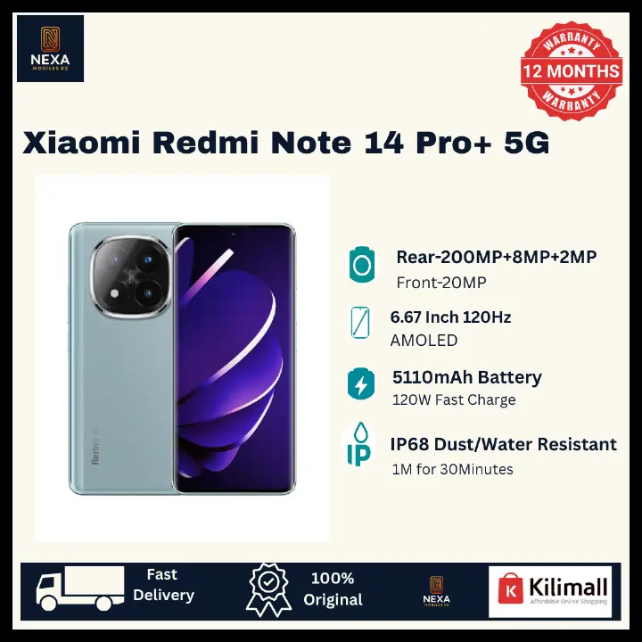 [Limited Offer 🔥🔥] XIAOMI Redmi Note 14 Pro Plus 5G 512GB+12GB 6.67" 120Hz AMOLED Curved Display (200+8+2)MP Rear Camera 20MP Selfie 5110mAh Battery 120W On-Screen Fingerprint Pro+ AI Smartphone