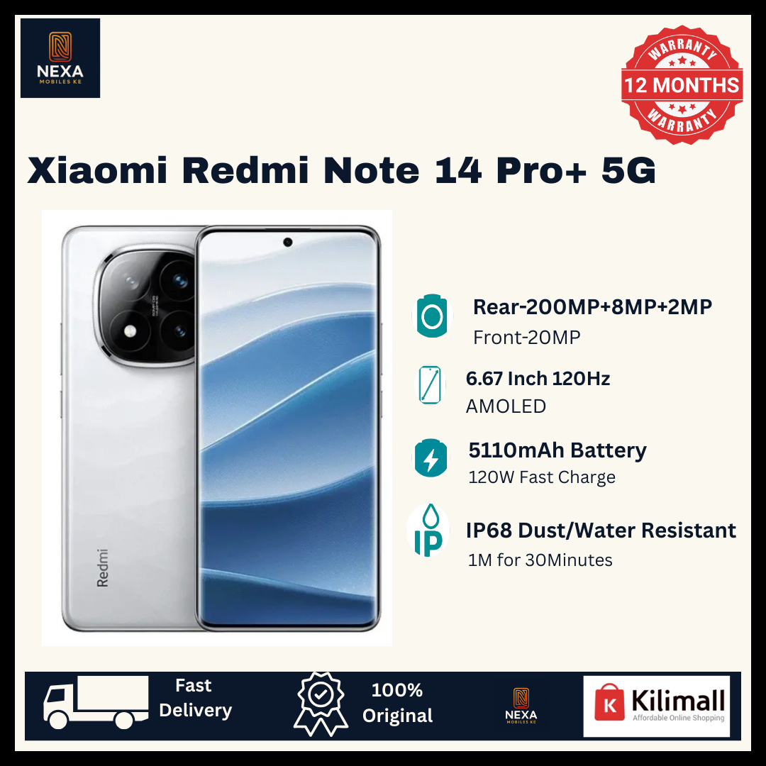 [Limited Offer 🔥🔥] XIAOMI Redmi Note 14 Pro Plus 5G 512GB+12GB 6.67" 120Hz AMOLED Curved Display (200+8+2)MP Rear Camera 20MP Selfie 5110mAh Battery 120W On-Screen Fingerprint Pro+ AI Smartphone