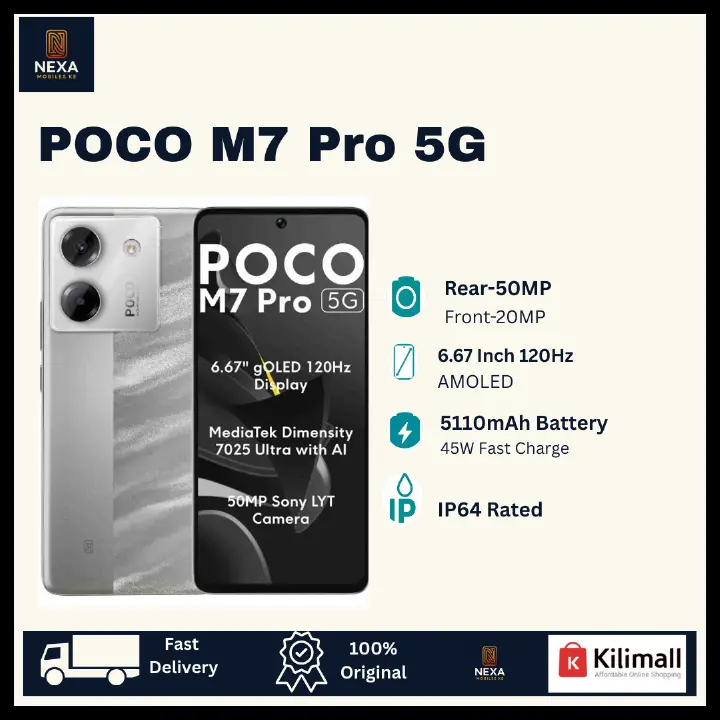 [Special Offer🔥🔥] XIAOMI POCO M7 Pro 5G 256GB+8GB 6.67" 120Hz AMOLED Display Dual SIM 50MP Camera 5110mAh Battery 45W Charging IP64 On-Screen Fingerprint AI Smartphone