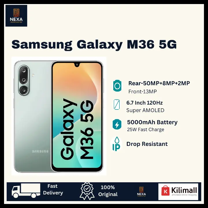 [New Arrival 🔥🔥] Samsung Galaxy M36 5G 128GB+8GB 6.7" 120Hz Super AMOLED Display Dual SIM (50+8+2)MP Rear Camera 13MP Selfie 5000mAh Battery 25W Charger A26 A36 Galaxy AI Smartphone