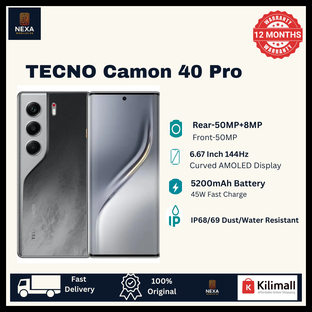 [Limited Offer🔥🔥] TECNO Camon 40 Pro 256GB+16(8+8)GB 6.78" 144Hz Curved AMOLED Screen (50+8)MP Rear Camera 50MP Selfie 5200mAh Battery 45W Dual SIM On-Screen Fingerprint IP68/69 AI Smartphone