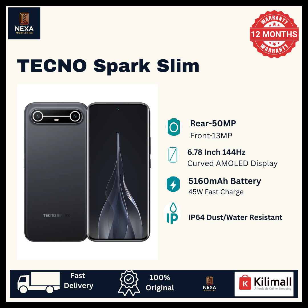 [Crazy Offer🔥🔥] TECNO Spark Slim 256GB+8GB 6.78" 144Hz Curved AMOLED Screen 50+13MP Camera 5160mAh Battery 45W Charge On-Screen Fingerprint Bypass Charging Android AI Smartphone