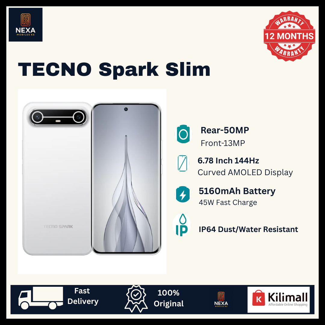 [Crazy Offer🔥🔥] TECNO Spark Slim 256GB+8GB 6.78" 144Hz Curved AMOLED Screen 50+13MP Camera 5160mAh Battery 45W Charge On-Screen Fingerprint Bypass Charging Android AI Smartphone