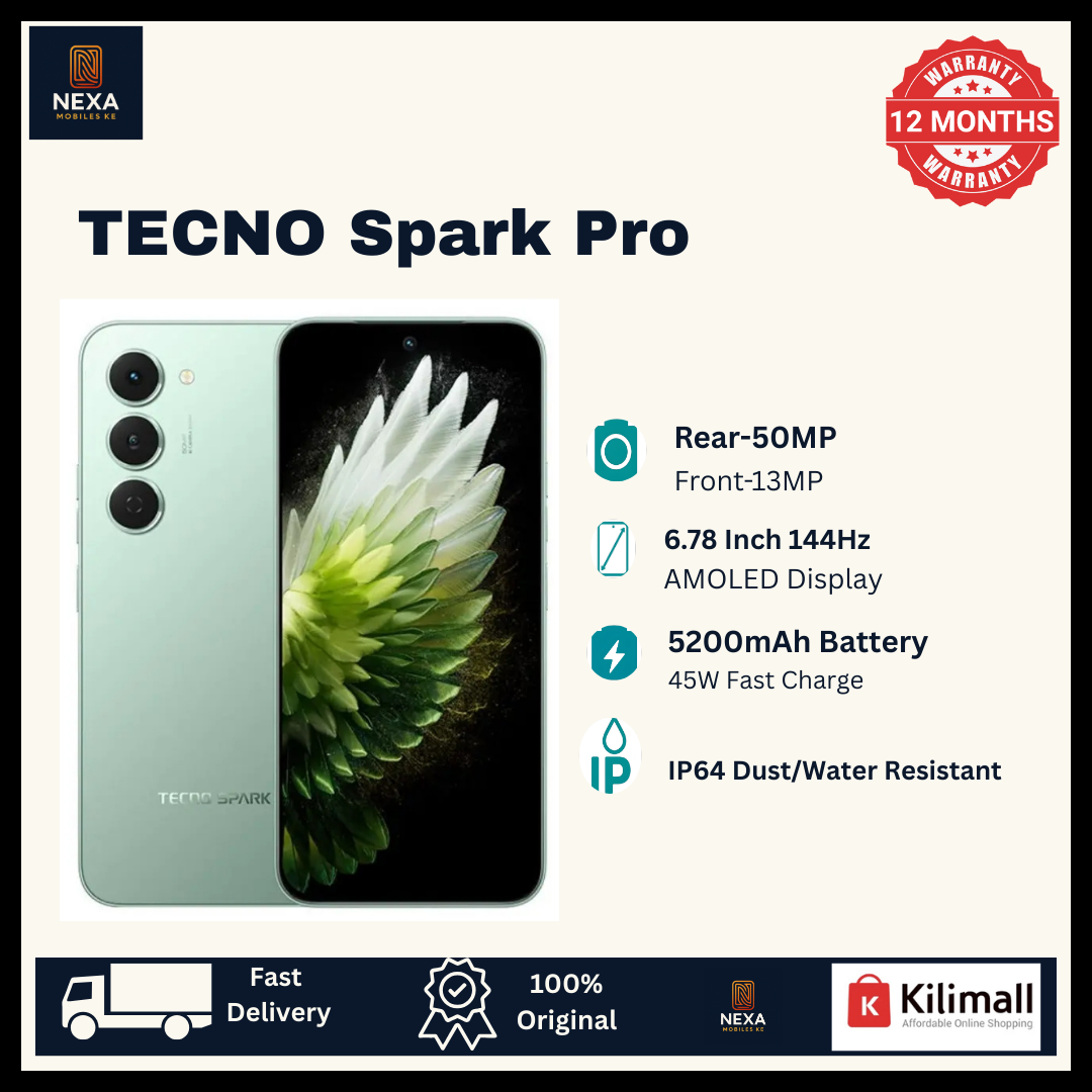 [Crazy Offer🔥🔥] TECNO Spark 40 Pro 128GB+16(8+8)GB 6.78" 144Hz AMOLED Display 50MP Camera 5200mAh Battery 45W Fast Charging On-Screen Fingerprint IP64 Dual SIM Android AI Smartphone