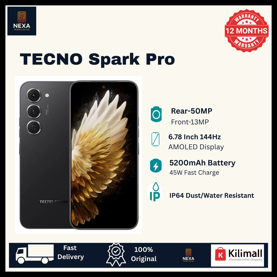 [Crazy Offer🔥🔥] TECNO Spark 40 Pro 128GB+16(8+8)GB 6.78" 144Hz AMOLED Display 50MP Camera 5200mAh Battery 45W Fast Charging On-Screen Fingerprint IP64 Dual SIM Android AI Smartphone