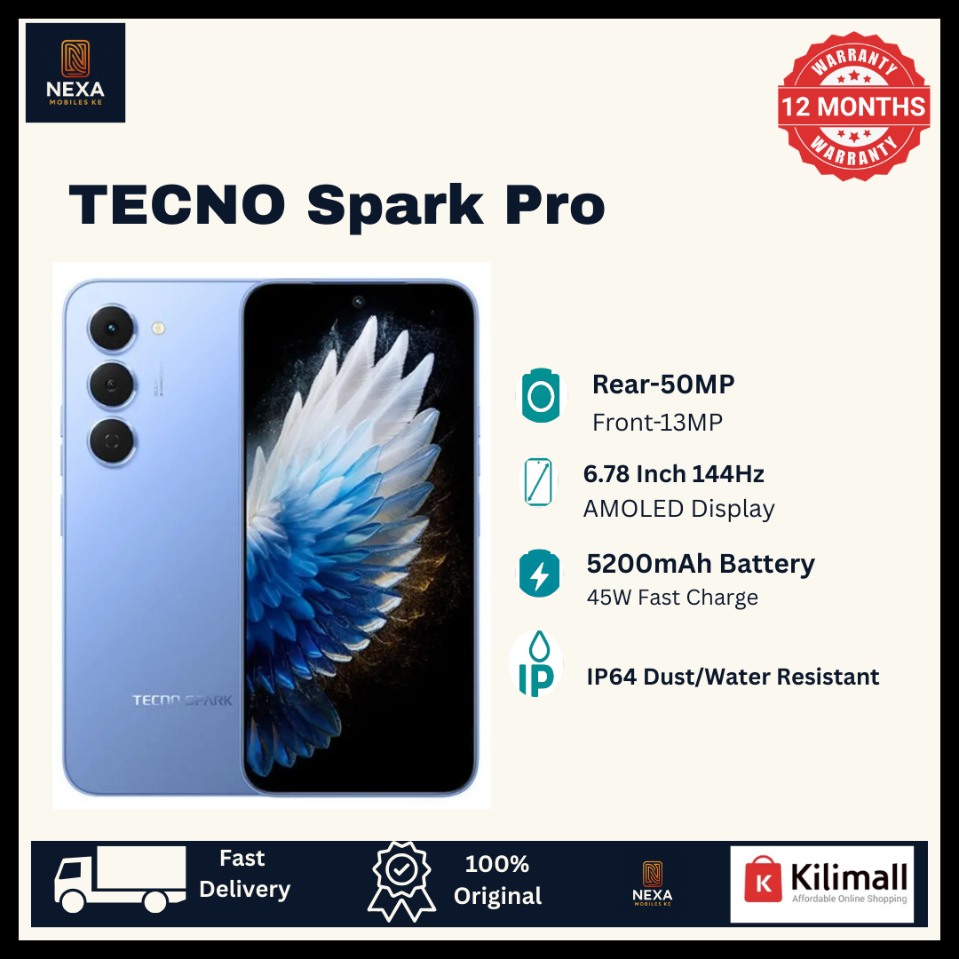 [Crazy Offer🔥🔥] TECNO Spark 40 Pro 128GB+16(8+8)GB 6.78" 144Hz AMOLED Display 50MP Camera 5200mAh Battery 45W Fast Charging On-Screen Fingerprint IP64 Dual SIM Android AI Smartphone