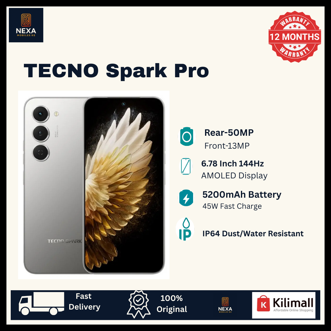 [Crazy Offer🔥🔥] TECNO Spark 40 Pro 128GB+16(8+8)GB 6.78" 144Hz AMOLED Display 50MP Camera 5200mAh Battery 45W Fast Charging On-Screen Fingerprint IP64 Dual SIM Android AI Smartphone