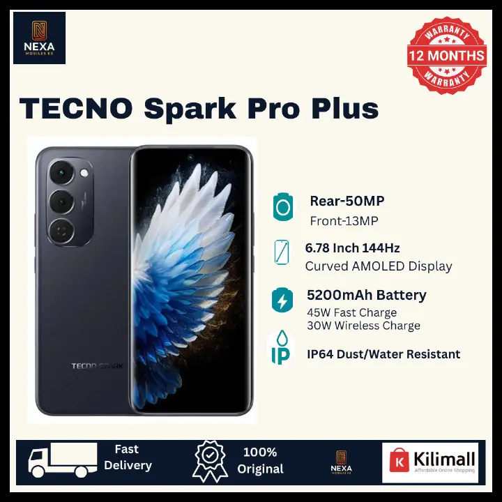 [Limited Offer🔥🔥] TECNO Spark 40 Pro Plus 128GB+16(8+8)GB 6.78" Curved AMOLED Screen 144Hz 50MP Camera 5200mAh Battery 45W 30W Wireless On-Screen Fingerprint Bypass Charging Pro+ AI Smartphone