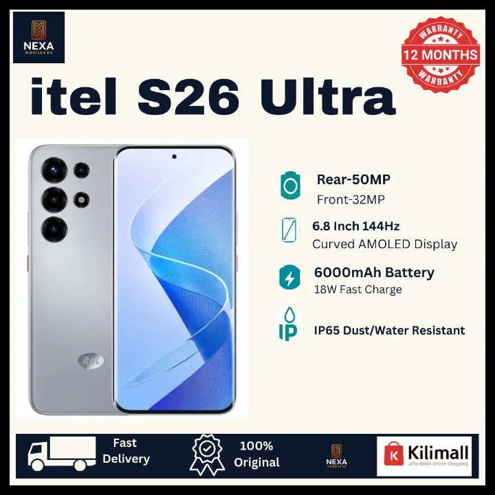 [Crazy Deal🔥🔥] itel S26 Ultra 256GB+16(8+8)GB Curved Screen 6.8" 144Hz AMOLED Display Dual SIM 50MP Camera 6000mAh Battery 18W IP65 Rated On-Screen Fingerprint Super 26 Ultra Android AI Smartphone