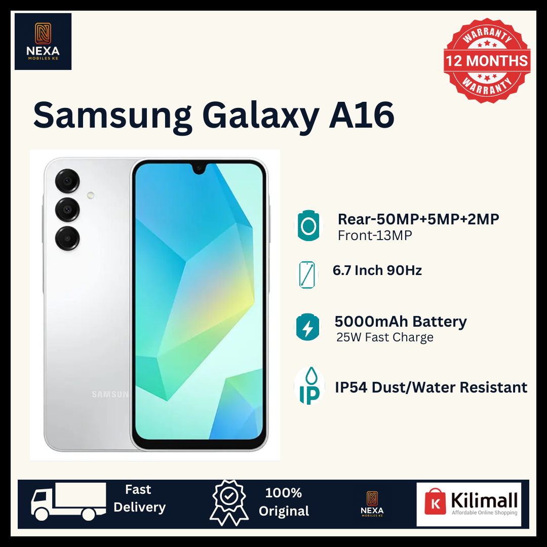 [New Year Offer🔥🔥] Samsung Galaxy A16 128GB+Up To 8GB 6.7" Super AMOLED 90Hz Display (50+5+2)MP Rear Camera 13MP Selfie 5000mAh Battery 25W Charge Dual SIM IP54 MTK Helio G99 SoC AI Smartphone