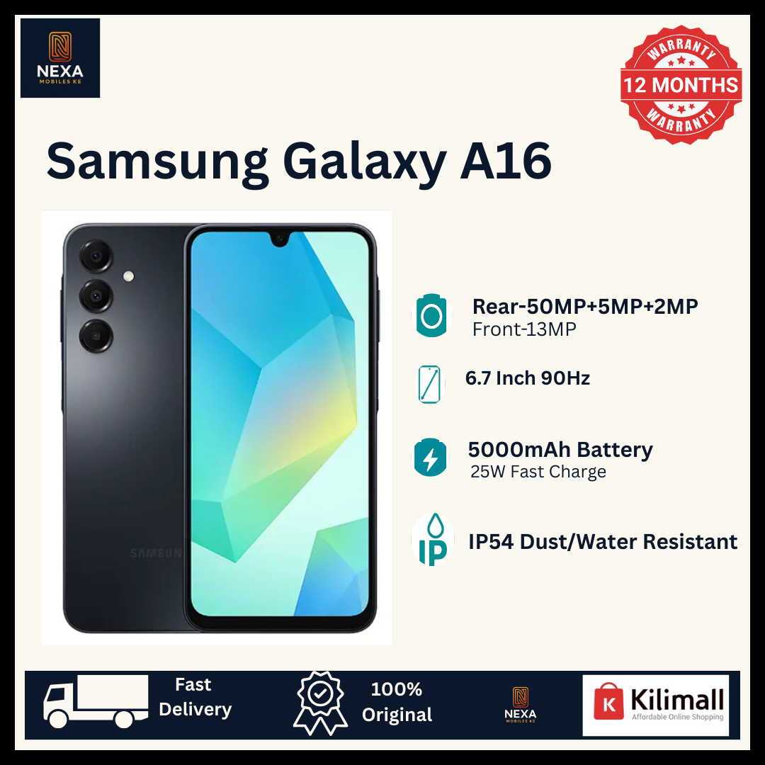 [New Year Offer🔥🔥] Samsung Galaxy A16 128GB+Up To 8GB 6.7" Super AMOLED 90Hz Display (50+5+2)MP Rear Camera 13MP Selfie 5000mAh Battery 25W Charge Dual SIM IP54 MTK Helio G99 SoC AI Smartphone