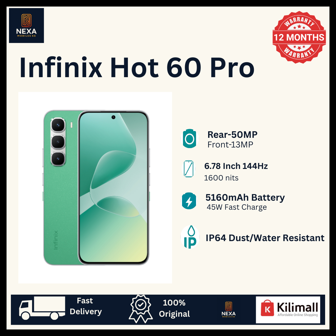 [Hot Deal🔥🔥] Infinix Hot 60 Pro 128GB+16(8+8)GB AMOLED 144Hz 6.78" Display Dual SIM 50MP Rear Camera 5160mAh Battery 45W Charging On-Screen Fingerprint IP64 Android 15 AI Smartphone MTK Helio G200