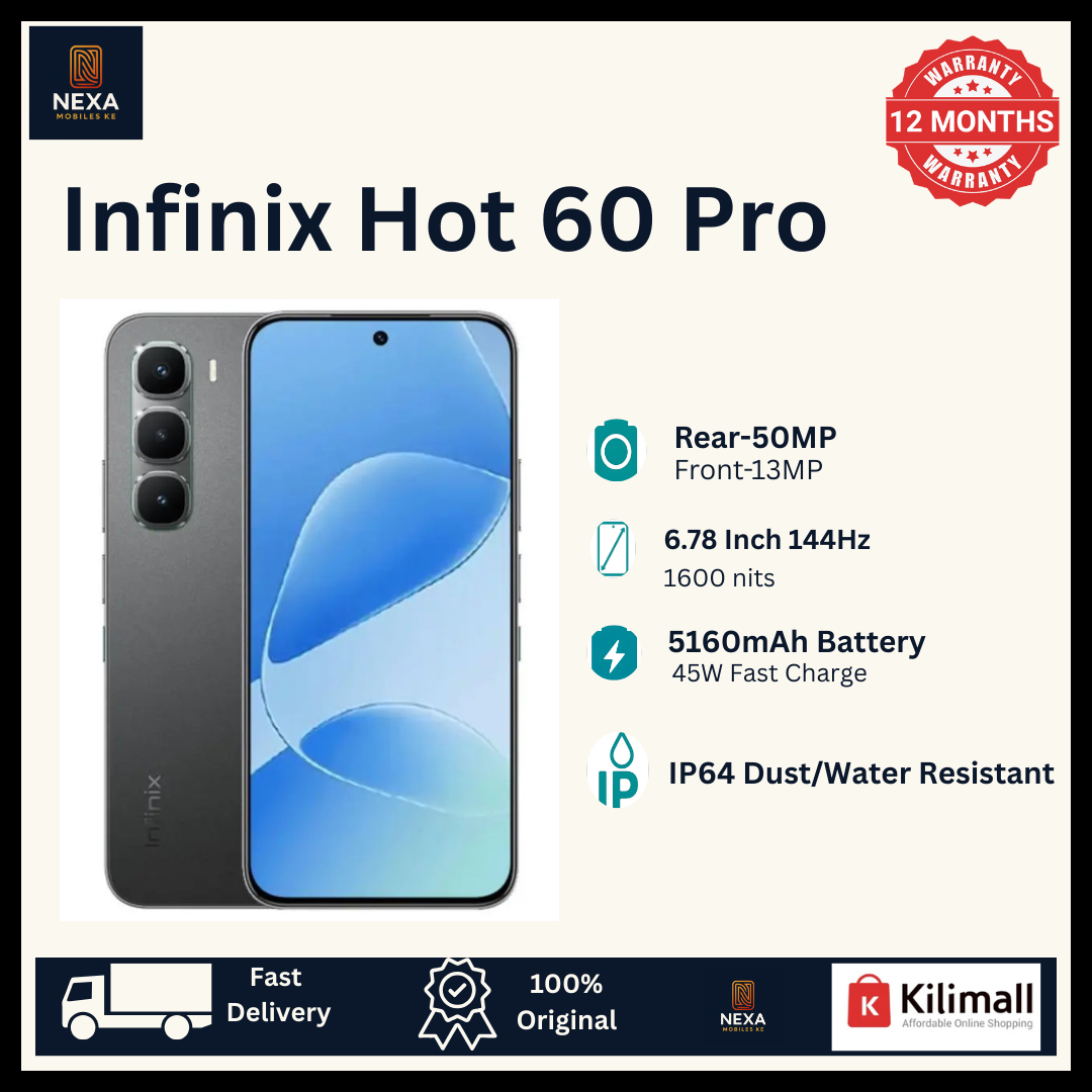 [Hot Deal🔥🔥] Infinix Hot 60 Pro 128GB+16(8+8)GB AMOLED 144Hz 6.78" Display Dual SIM 50MP Rear Camera 5160mAh Battery 45W Charging On-Screen Fingerprint IP64 Android 15 AI Smartphone MTK Helio G200