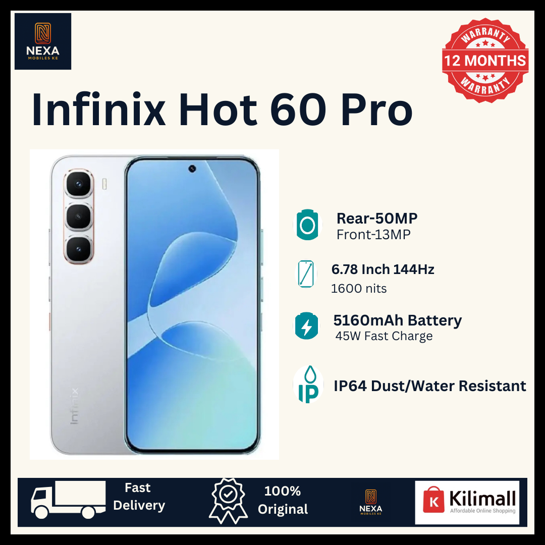 [Hot Deal🔥🔥] Infinix Hot 60 Pro 128GB+16(8+8)GB AMOLED 144Hz 6.78" Display Dual SIM 50MP Rear Camera 5160mAh Battery 45W Charging On-Screen Fingerprint IP64 Android 15 AI Smartphone MTK Helio G200