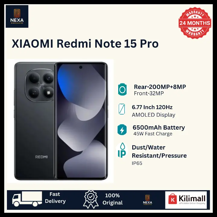 [New Arrival] XIAOMI Redmi Note 15 Pro 256GB+8GB 6.77" 120Hz AMOLED Display (200+8)MP Rear Camera 6500mAh Battery 45W Charge On-Screen Dual SIM IP65 Gorilla Glass Android AI Smartphones
