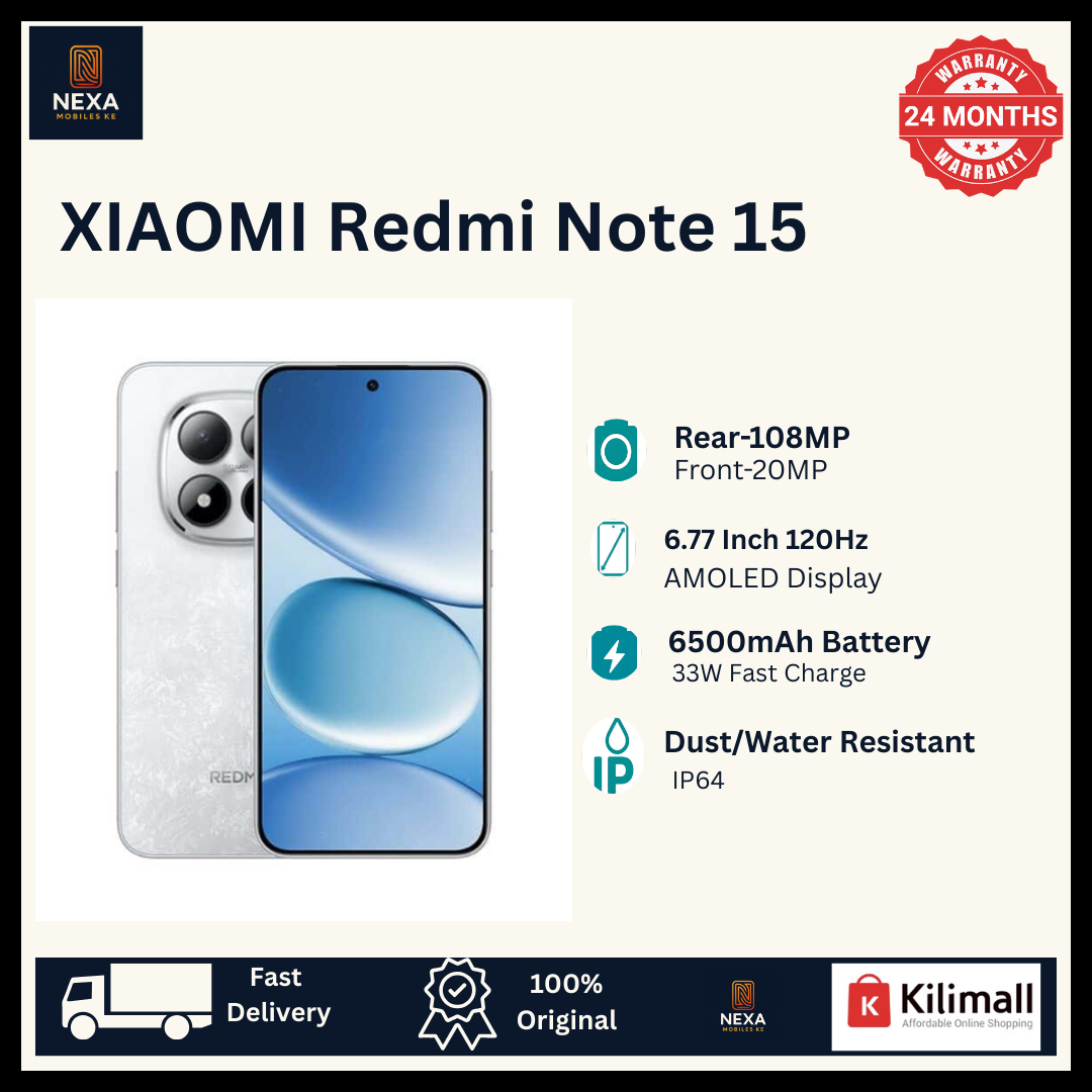 [Limited Offer🔥🔥] XIAOMI Redmi Note 15 256GB+8GB 6.77" 120Hz Curved AMOLED Display Dual SIM 108MP Camera 6000mAh Battery 33W Fast Charge On-Screen Fingerprint IP64 Android 15 AI Smartphone