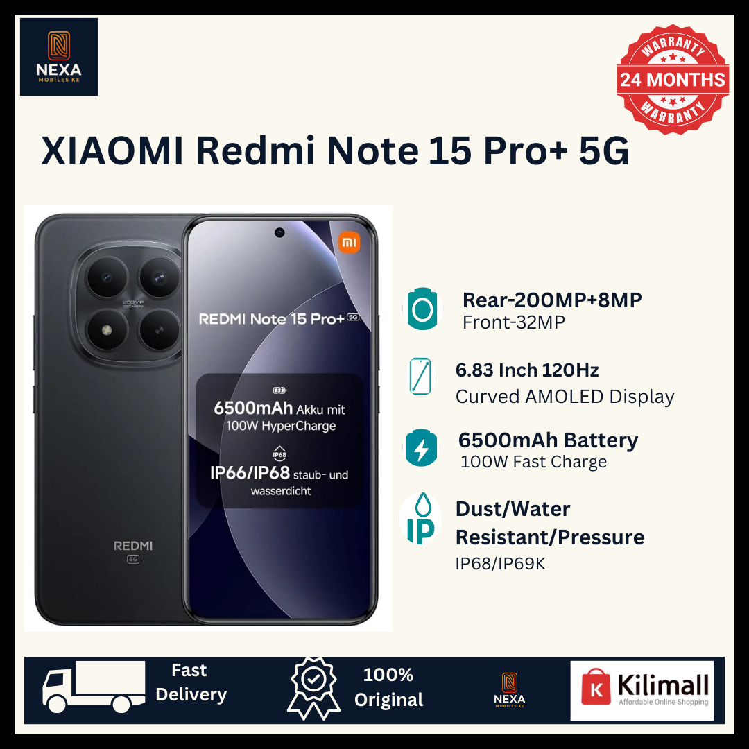 XIAOMI Redmi Note 15 Pro Plus 5G 512GB+12GB 6.83" 120Hz 3D AMOLED Curved Display (200+8)MP Rear Camera 32MP Selfie 6500mAh Battery 100W On-Screen Fingerprint Pro+ Dual SIM/e-SIM IP68/69K AI Smartphone