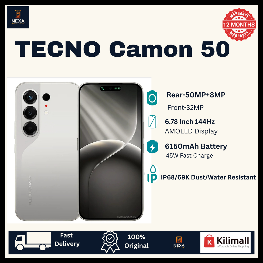 [Tech Week🔥🔥] TECNO Camon 50 256GB+16(8+8)GB Dual SIM 6.78" 144Hz AMOLED (50+8)MP Camera 6150mAh Battery 45W Fast Charging Under-Display Fingerprint IP68/69K Rated Android 16 Smart AI Smartphone